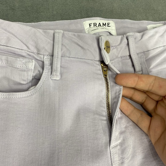 Frame Jeans Womens Sz 27 Purple Lavender Le Crop Mini Boot Mid Rise Stretch Boho - Picture 3 of 13